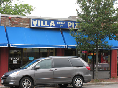 the store front view of the Villa Pizza shop