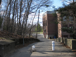 the school and walkway