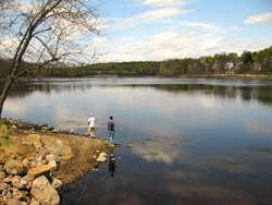 fisherman along the shore of the Arlington Reservoir