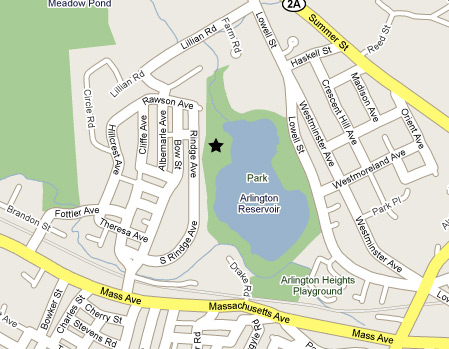 a map showing the location of Rindge Park